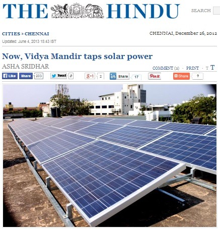 Vidya Mandir solar news on The Hindu