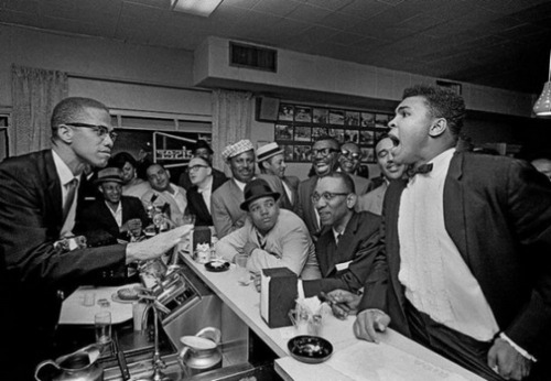 twixnmix:Muhammad Ali celebrating with Malcolm X at the...