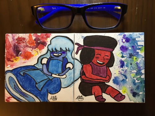 nekofruit:Sapphire and Ruby laughing set Finally finished...