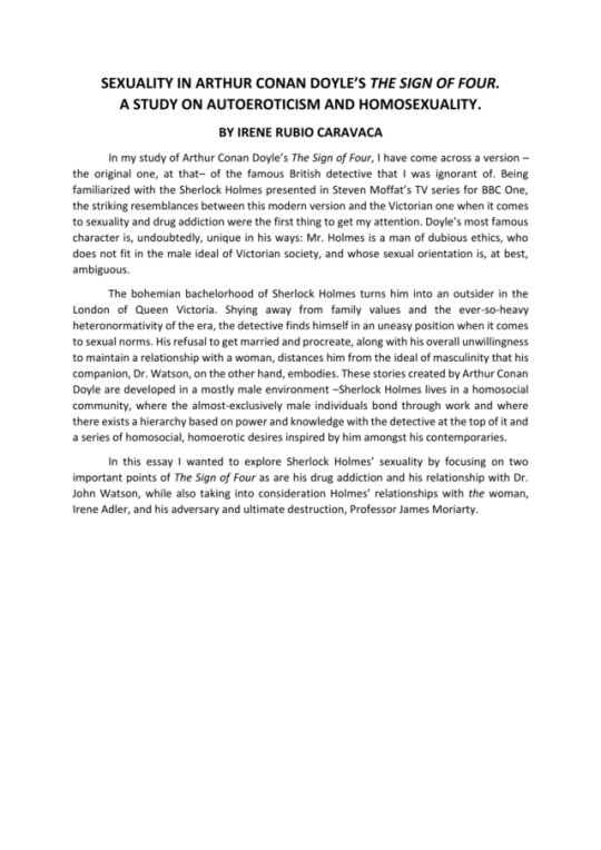(PDF) Sexuality in Arthur Conan Doyle's The Sign of Four. A study in autoeroticism and homosexuality.