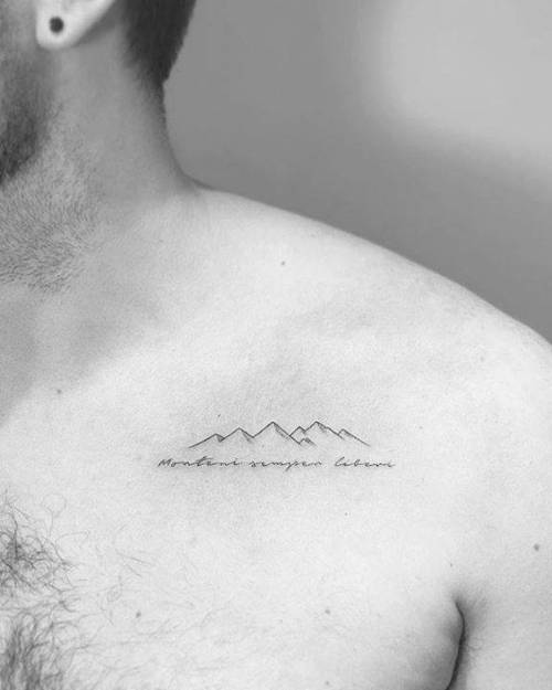 By Christopher Vasquez, done at West 4 Tattoo, Manhattan.... vasquez;fine line;small;line art;chest;tiny;ifttt;little;nature;minimalist;mountain