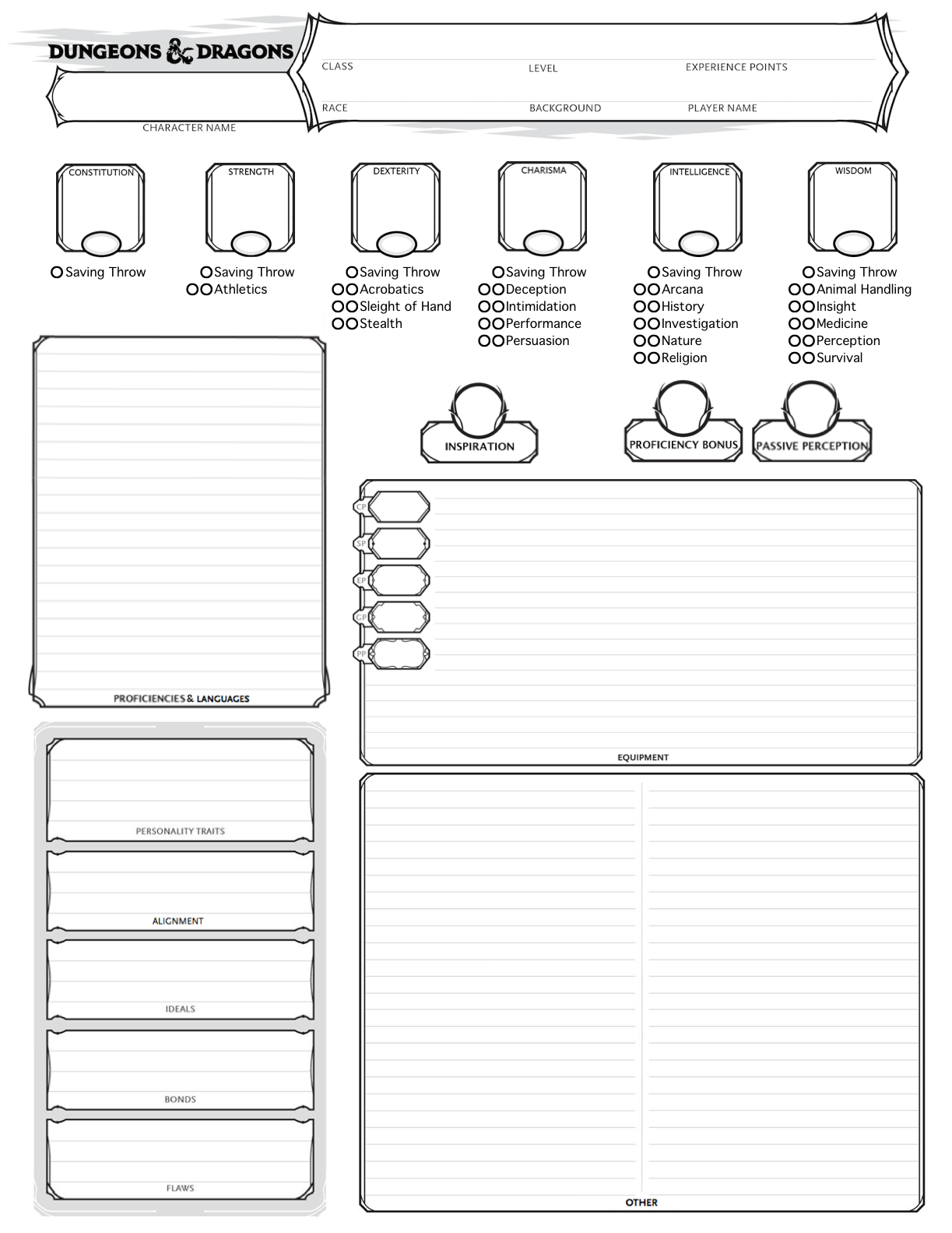 Dnd Custom Character Sheet