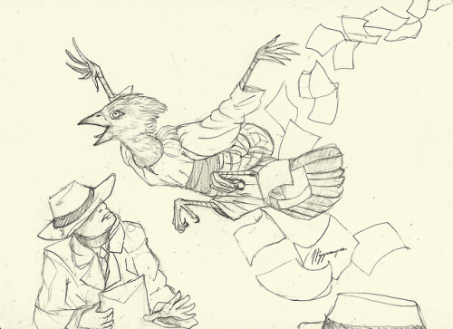 toothanddraw:My D&D gnoir gnome character and the kenku...