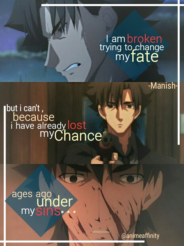 Anime Affinity — “i am broken trying to change my fate but i can’t...