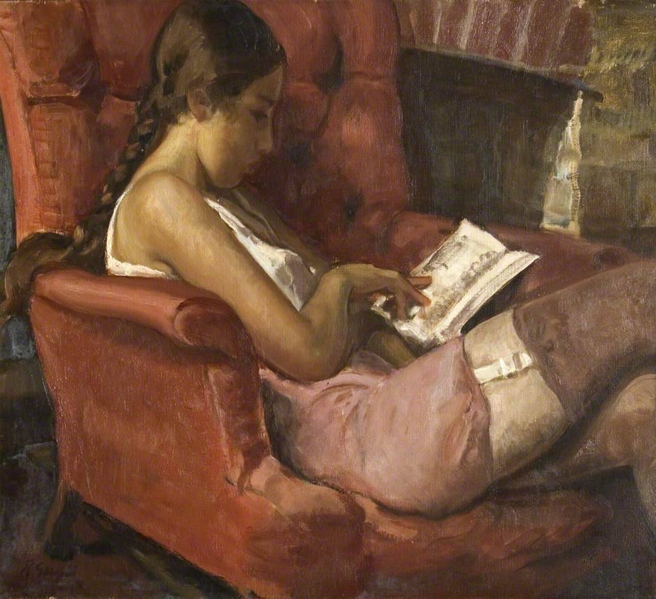 Model Resting. Robert Sivell (British, 1888-1958). Oil on canvas. Gracefield Arts Centre.
Together with James Cowie and Archibald McGlashan he was a founding member of the Glasgow Society of Artists and Sculptors in 1919. Their exhibitions took place...