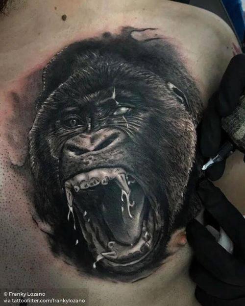 Tattoo uploaded by Jordan  Carousel Tattoo  Gorilla chest tattoo  jordancampbellart gorilla realistic fineline 3rl 3rlonly  Tattoodo