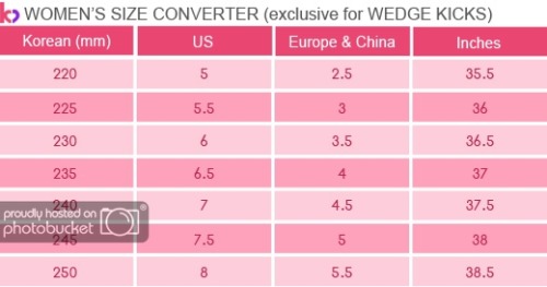 Korean Size Chart Conversion