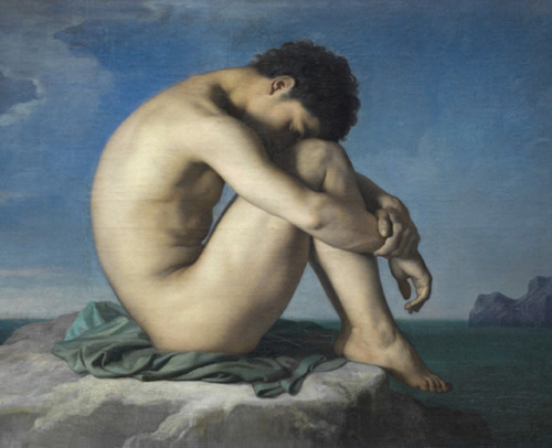 clawmarks:Hippolyte Flandrin - Jeune homme nu assis au bord de...