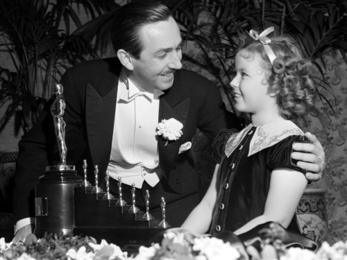 sixpenceee:
“ Walt Disney received this special Oscar for Snow White and the Seven Dwarfs in 1939. The statue originally had the placard wrapping around the left side but Walt decided to have it changed to what we see today. The placard was removed,...