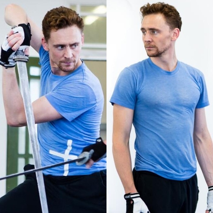 DRAWN COZY — TOM HIDDLESTON PRACTICES HIS FIGHTING SKILLS FOR...