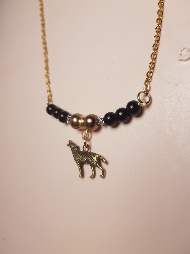 Wolf beaded necklace - made by me