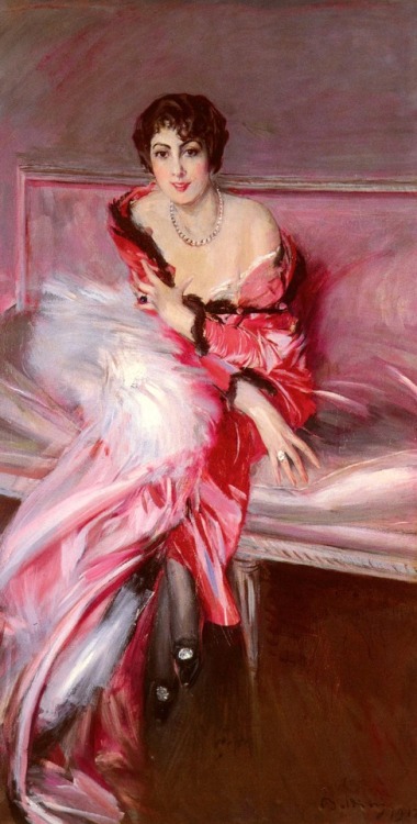 artist-boldini:Portrait Of Madame Juillard In Red, Giovanni...