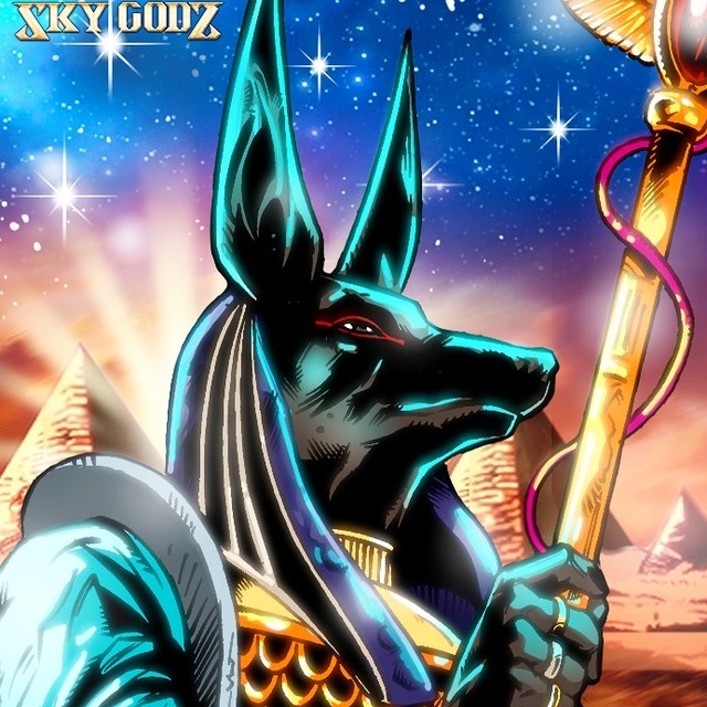 SKY GODZ — Anubis the embalmer who guides the souls of the...