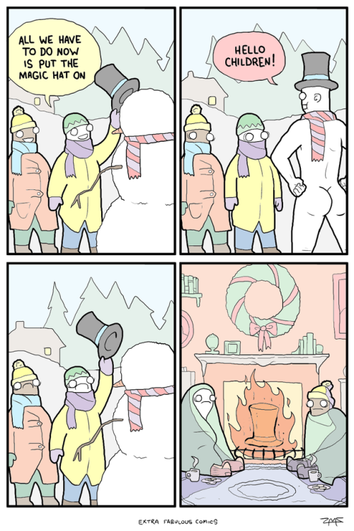 tastefullyoffensive:The Snow Man (comic by Extra Fabulous...