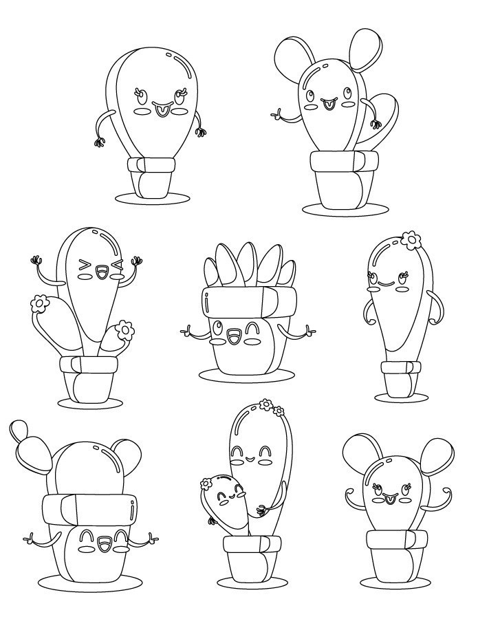 Coloriage Cactus Mignon