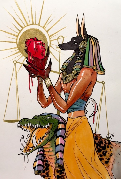 fox-babi:Inktober day 6 - mythological creatures (Anubis and...