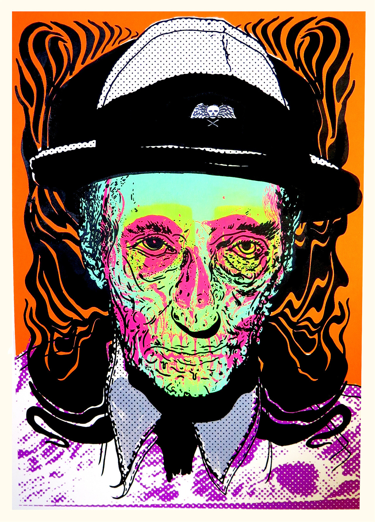 “ Interzone / Burroughs ” - 9 color black light reactive silk screen by Dereck Seltzer. 12 x 16 inches. Edition of 31. To see more work check : www.hauntedeuth.tumblr.com