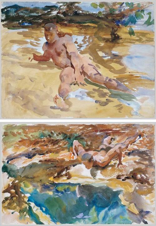 art-and-things-of-beauty:Watercolors of male nudes by John...