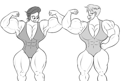 Casual Flex-OffWendy and Barbara flex and compare huge biceps....