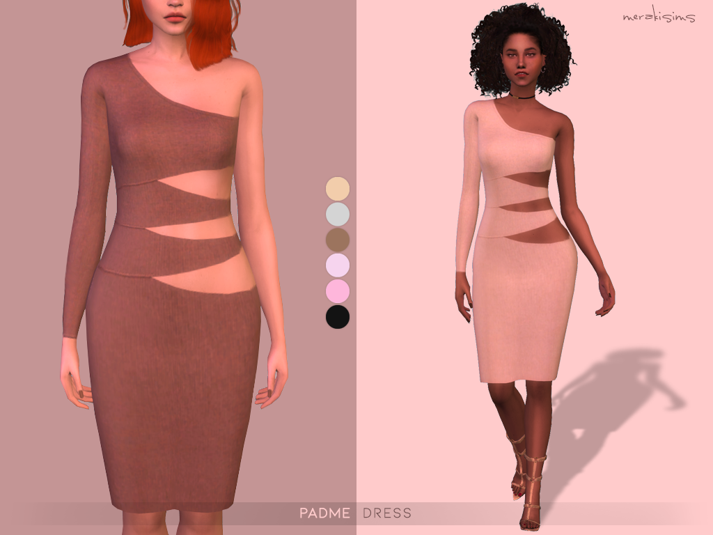 sims 4 cc's — merakisims: 39.Cutaway-sides midi dress