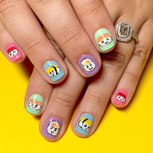 Kawaii sushi for @azfoodie, using regular nail lacquer, inspired...