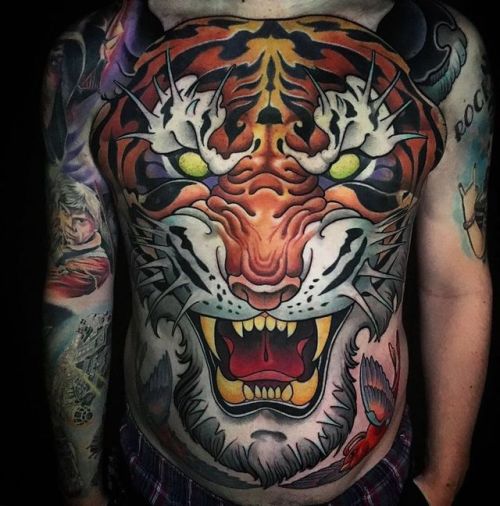 neo traditional tiger tattoo  All Things Tattoo