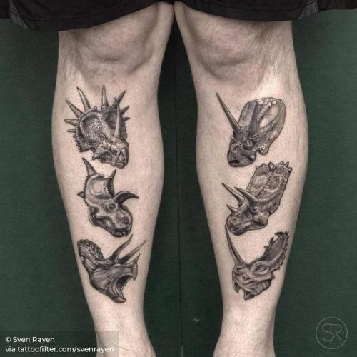 Triceratops Skull and Flowers Tattoo by Gustavo Ravo  Remington Tattoo  Parlor