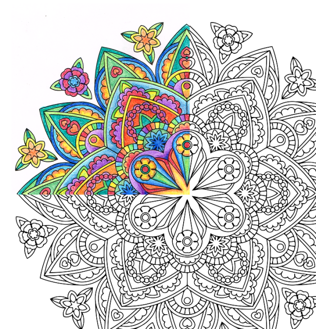 Cartoon Bohemian Mandala Coloring Pages with simple drawing