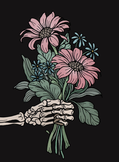 Cool Tumblr Aesthetic Bones And Flowers Drawings