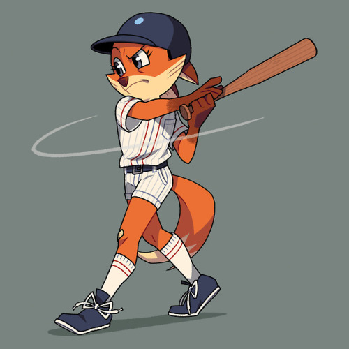 Some posing exercises with a random baseball-fox-girl,...