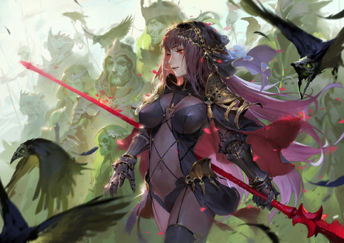 Two Scathach fanarts by https://qmo.artstation.com/