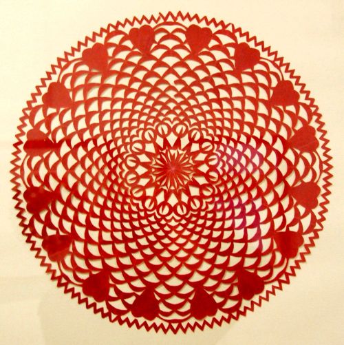Intricate red Polish paper-cut.
