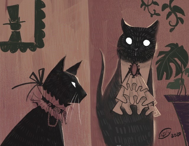 Fancy black cats : r/Illustration