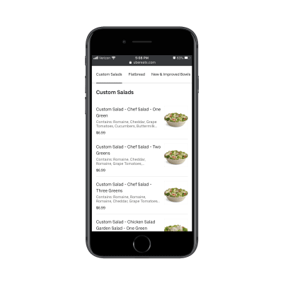 Uber Eats sticky menu