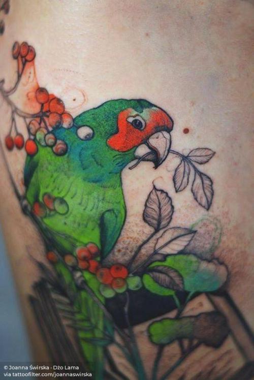 By Joanna Świrska · Dżo Lama, done at NASzA Tattoo Shop,... sketch work;big;animal;parrot;bird;thigh;facebook;twitter;joannaswirska