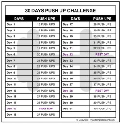 Push Up Challenge Chart