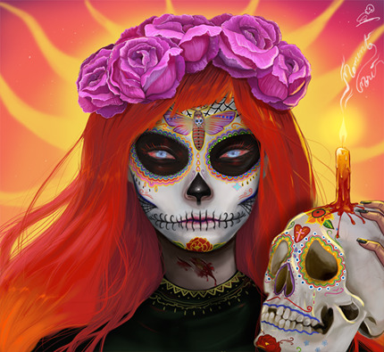 obsessedwithskulls:La Muerta Catrina by Saika...