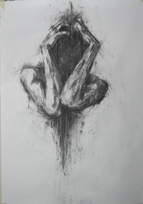 rexisky:Anxious Apprehension (Each one 23.3 x 33.1, Charcoal on...