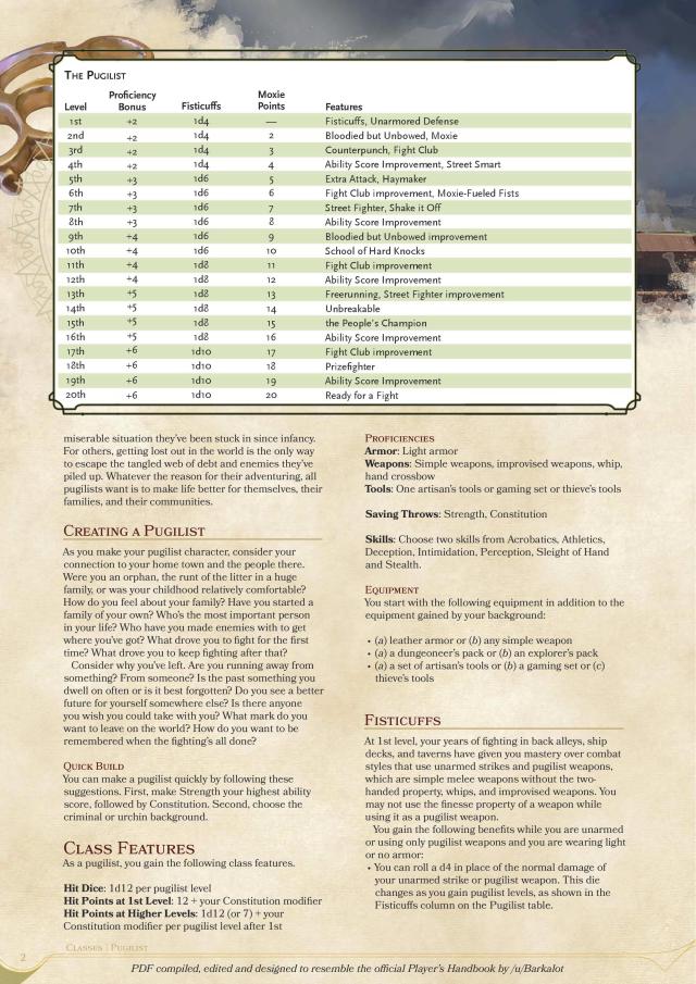 DnD 5e Homebrew — Pugilist Class by coolgamertagbro