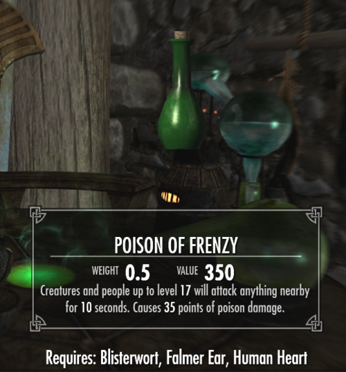 skyrim alchemy recipes cure poison