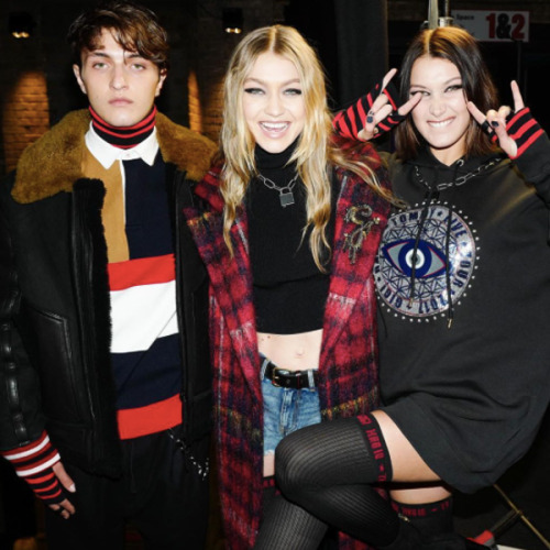 Some sibling love.. The three Hadids walked the Tommy Hilfiger x...