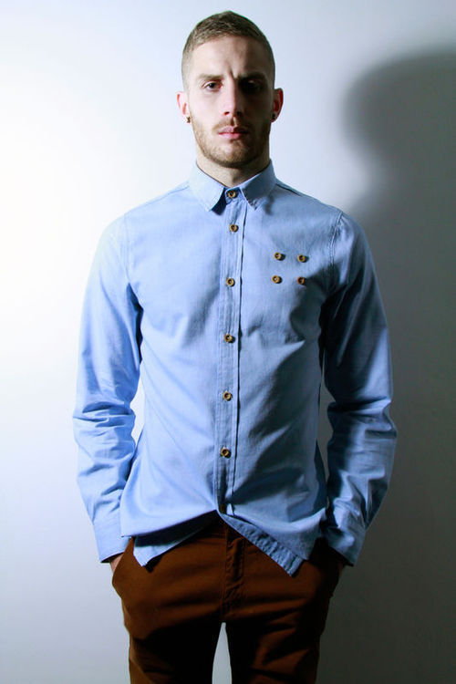 Warrior UK Inghilterra Button Down Maglietta coldo Camicia Slim-Fit skinhead mod
