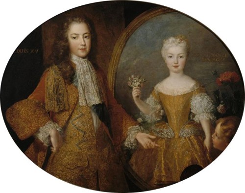 tiny-librarian:
“ Double portrait of Louis XV and Mariana Victoria of Spain by Alexis Simon Belle.
”