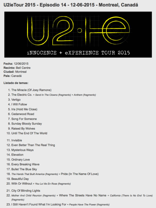 Zabriskie Point U2 iNNOCENCE+eXPERIENCE Tour, Montreal (night 1)...