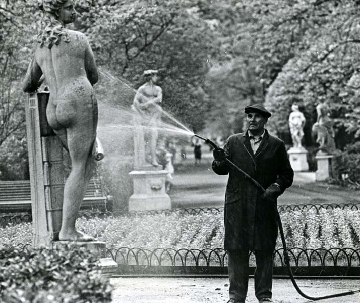 Bathing statues in the Summer Gardens in Leningrad