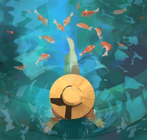 snatti:Koi fishes, painted this during the livestream i did...