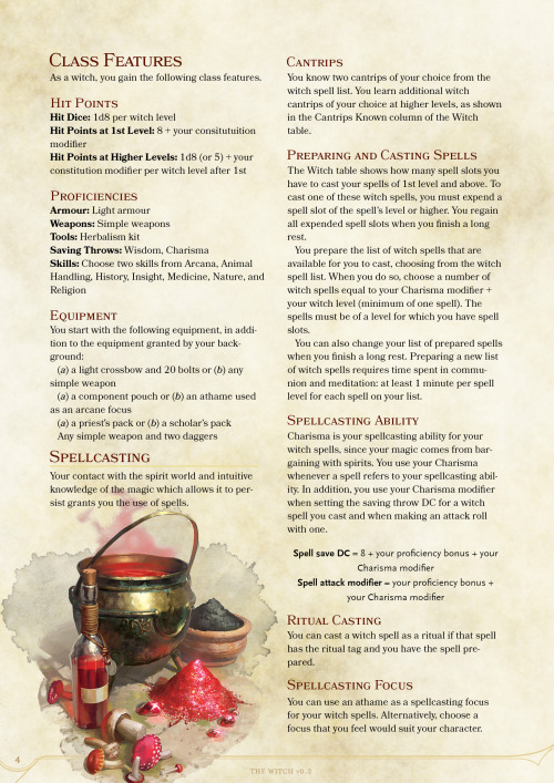 probablyottrpgideas:dnd-5e-homebrew:Witch Class by...