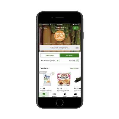 Instacart mobile app - shopping with Wegmans