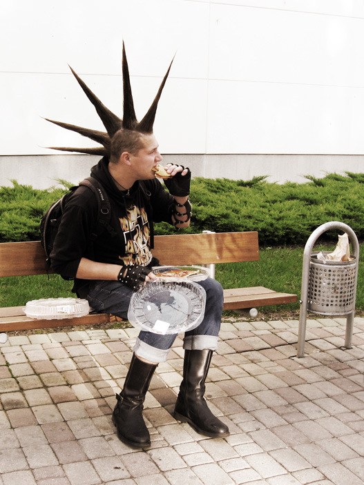 Punkerskinhead  tall  spiked mohawk   cool