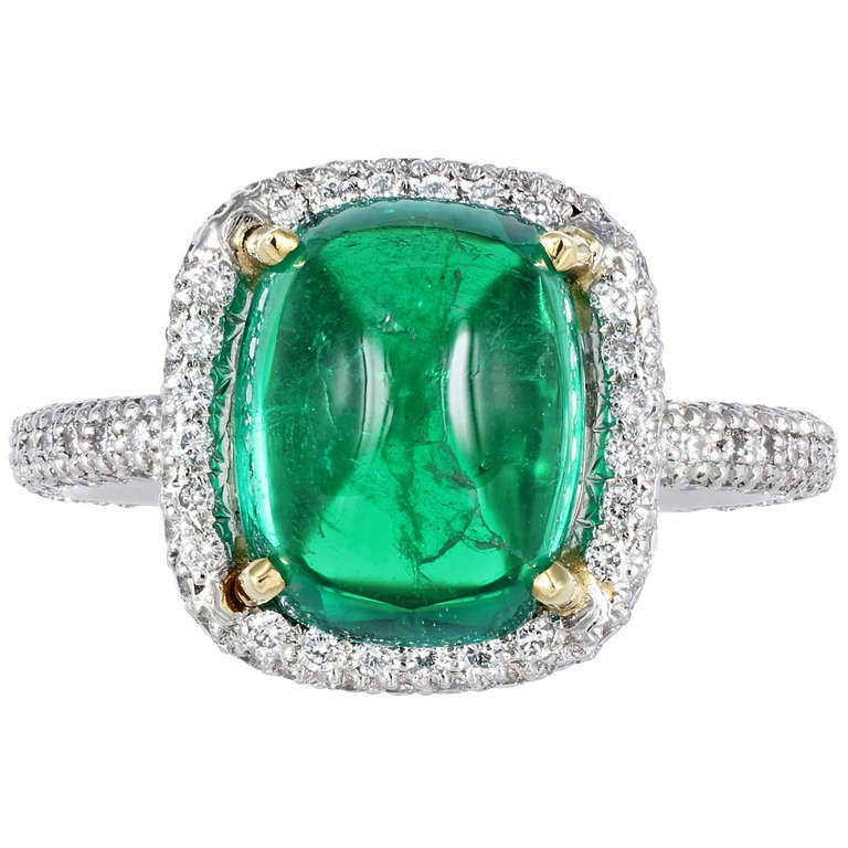 Diamonds in the Library — 4 carat Columbian emerald and diamond ring ...